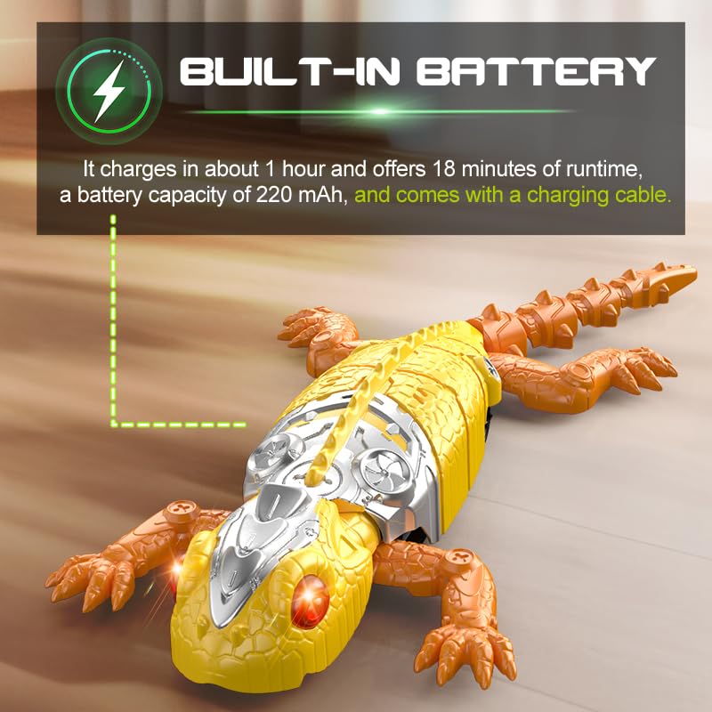 TUVBPK 2026 Wall Climbing Gecko Lizard, Robot Geckos Lizards Rechargeable Remote Control Car Toy RC Cars Toys for Kids RC Crawler for Boys & Girls Ages 6 & Up Christmas Birthday Gifts (Orange)