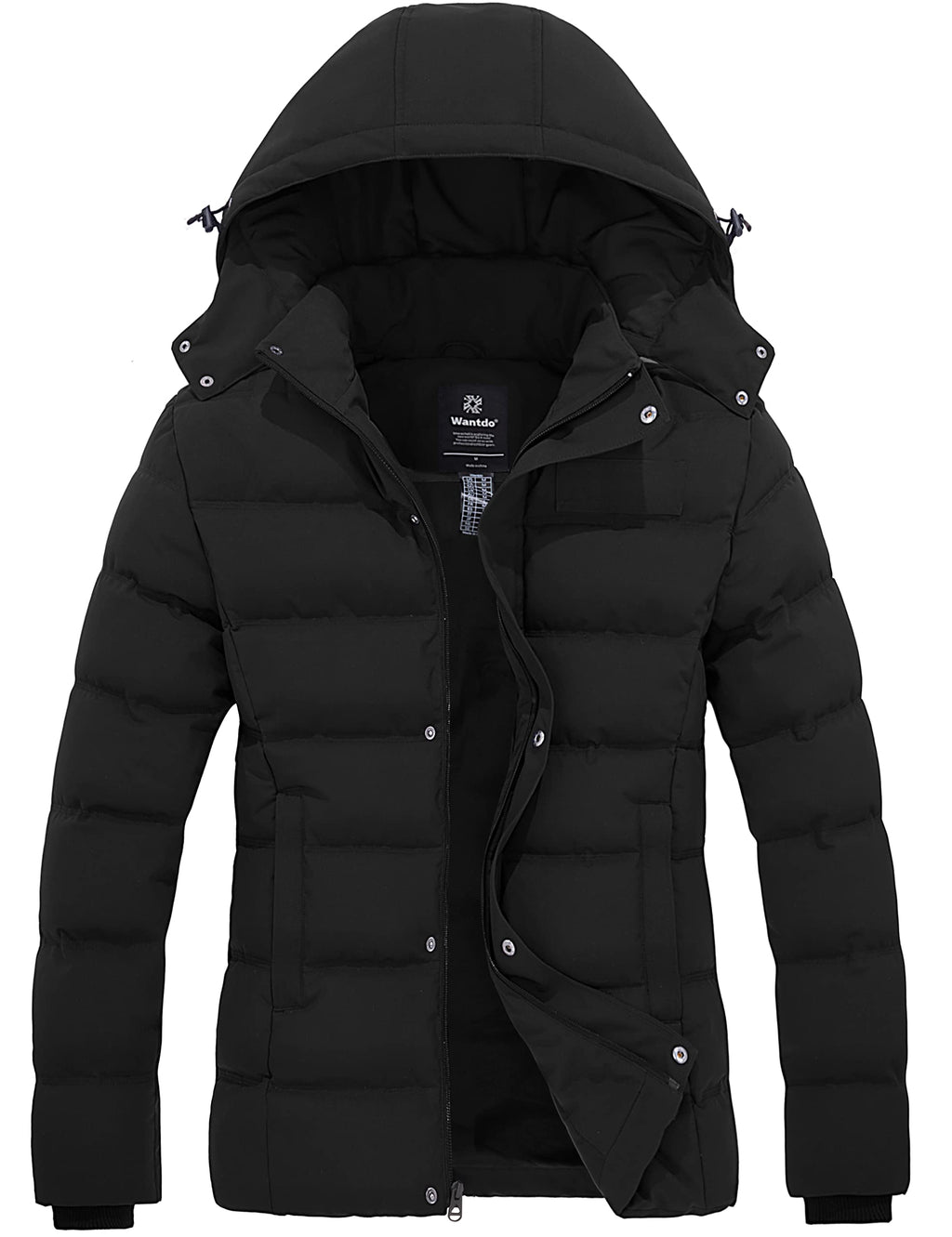 wantdo Women's Thickened Puffer Jacket Light Winter Coat Winter Jacket Black 3XL