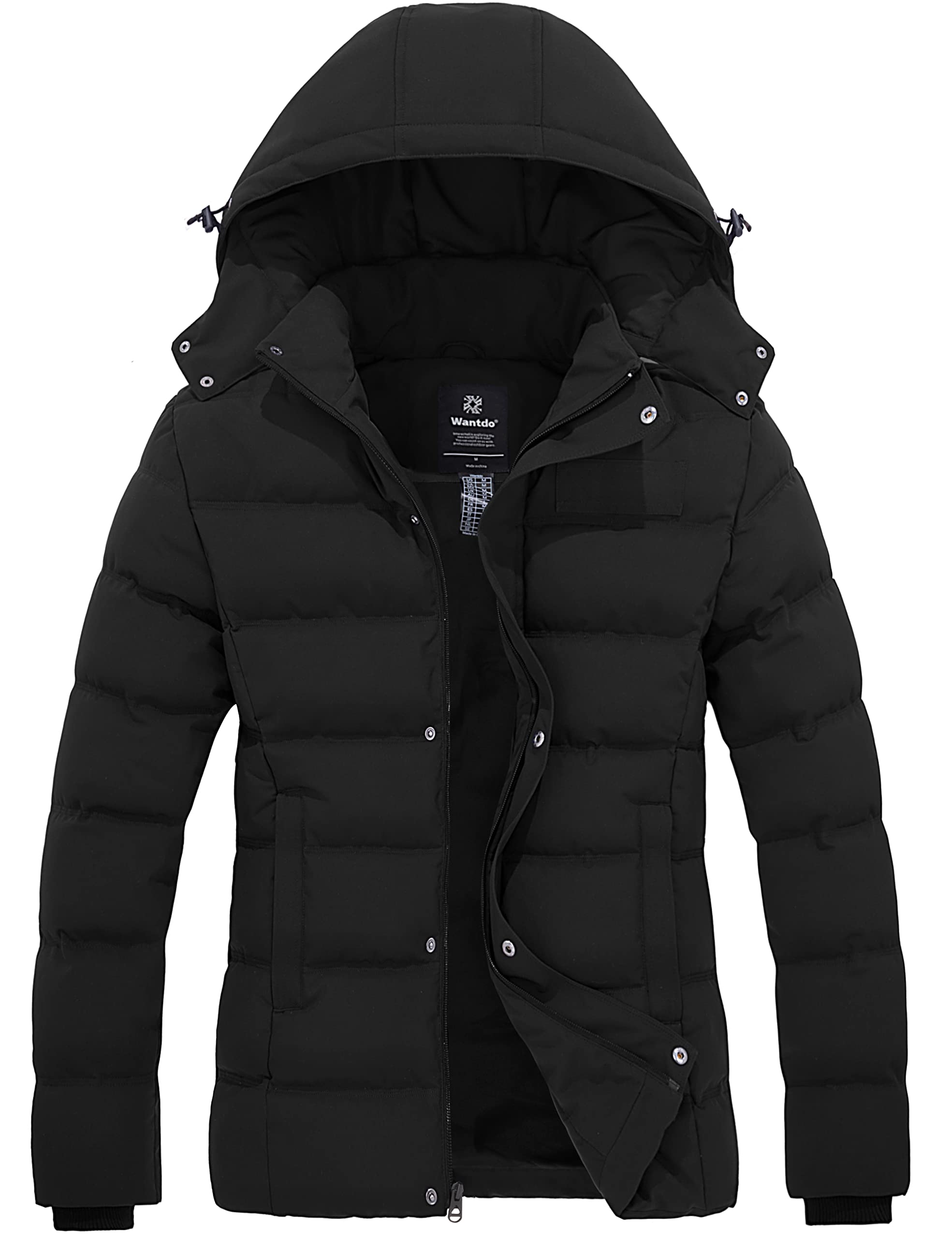 wantdo Women's Thickened Puffer Jacket Light Winter Coat Winter Jacket Black 3XL