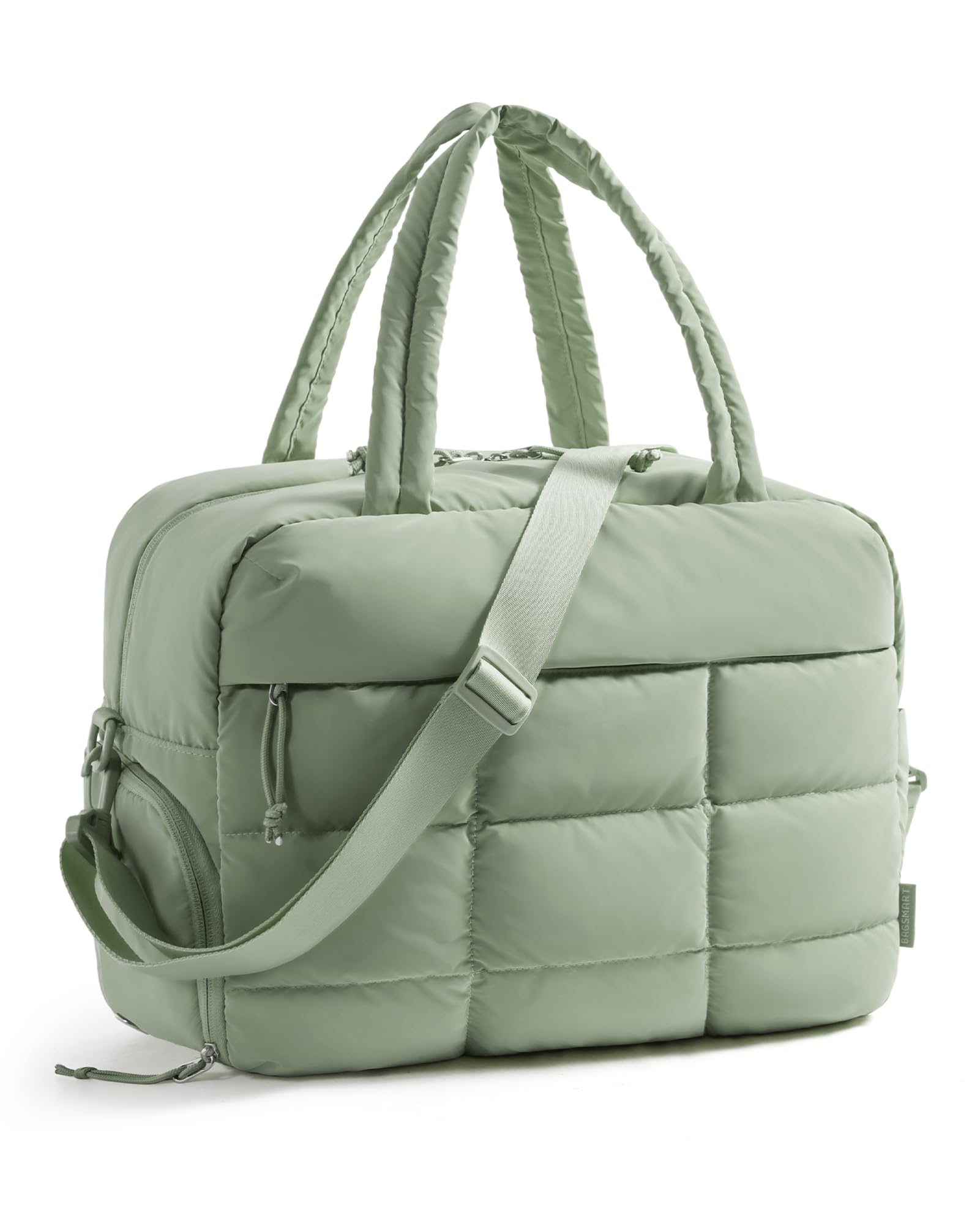 BAGSMART Gym Bag for Women, Carry on Travel Duffel Bag, Water-resistant Weekender with Shoe Compartment for Gym Travel Work, Green, Medium