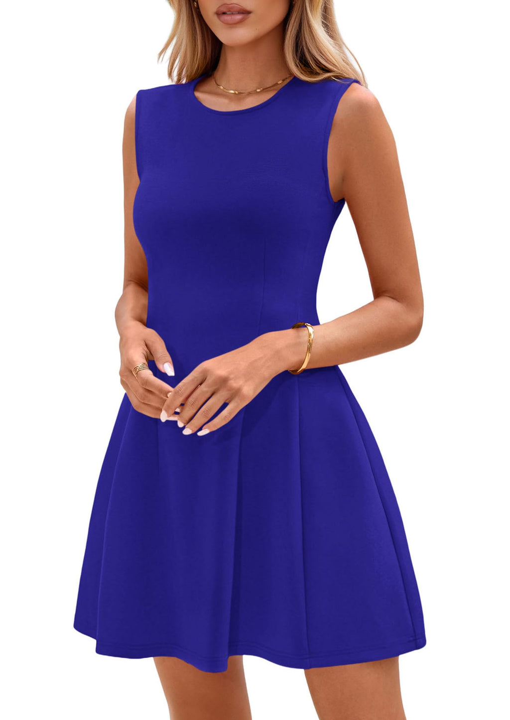 PRETTYGARDEN Summer Dresses for Women 2026 Elegant Classy Spring A Line Business Casual Work Graduation Cocktail Short Dress (Blue,Medium)