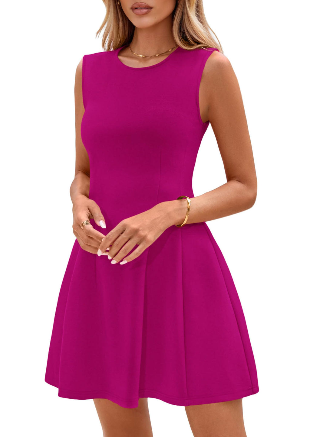 PRETTYGARDEN Summer Dresses for Women 2026 Elegant Classy Spring A Line Business Casual Work Graduation Cocktail Short Dress (Hot Pink,XX-Large)