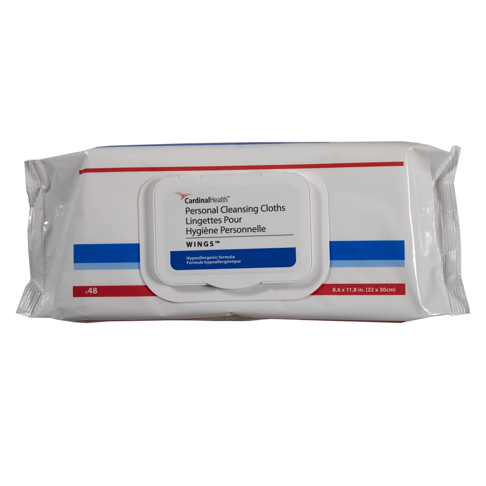 Cardinal Health Wings Personal Cleansing Wipe 8.6 X 11.8 Inch 5199S, 1 Pack 48 Wipes