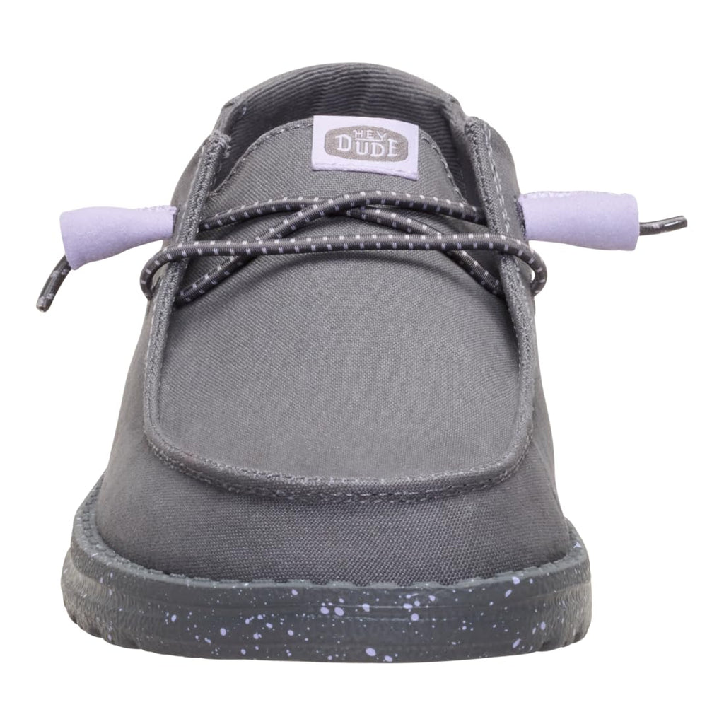 HEYDUDE Wendy Canvas Dark Grey Size 8, Women’s Shoes, Slip-on Loafers, Comfortable & Light-Weight