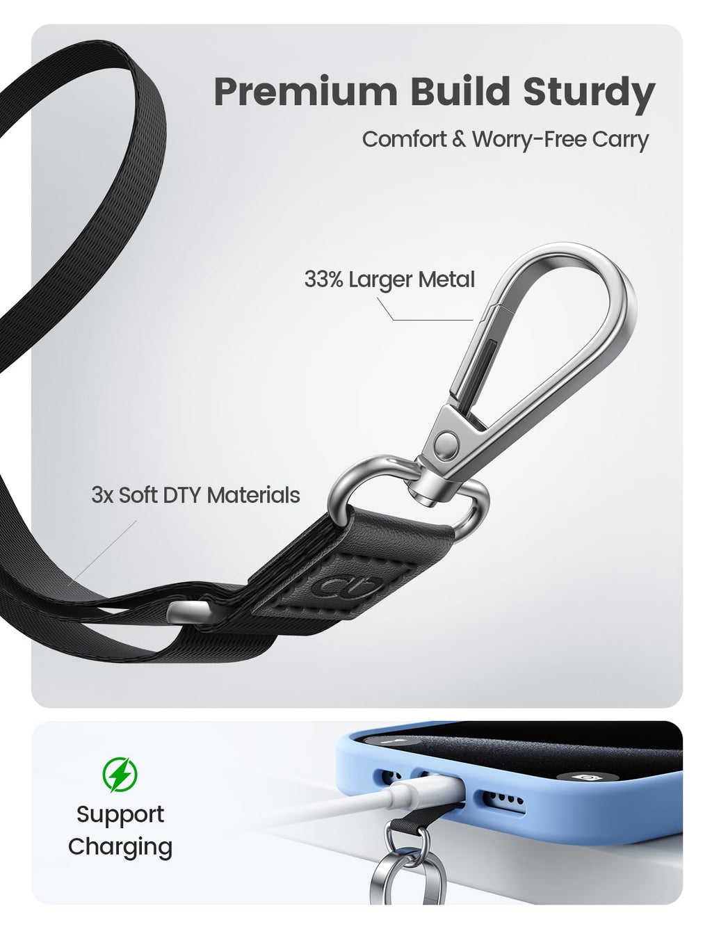 Lamicall Cell Phone Lanyard Crossbody 2 Pack - [Secure & Thicker] 20”-28” Adjustable Phone Strap with 2 Tether Patches, Soft Neck Lanyard with Large Sturdy Hook for iPhone 17 16 15 14 13 Pro Max