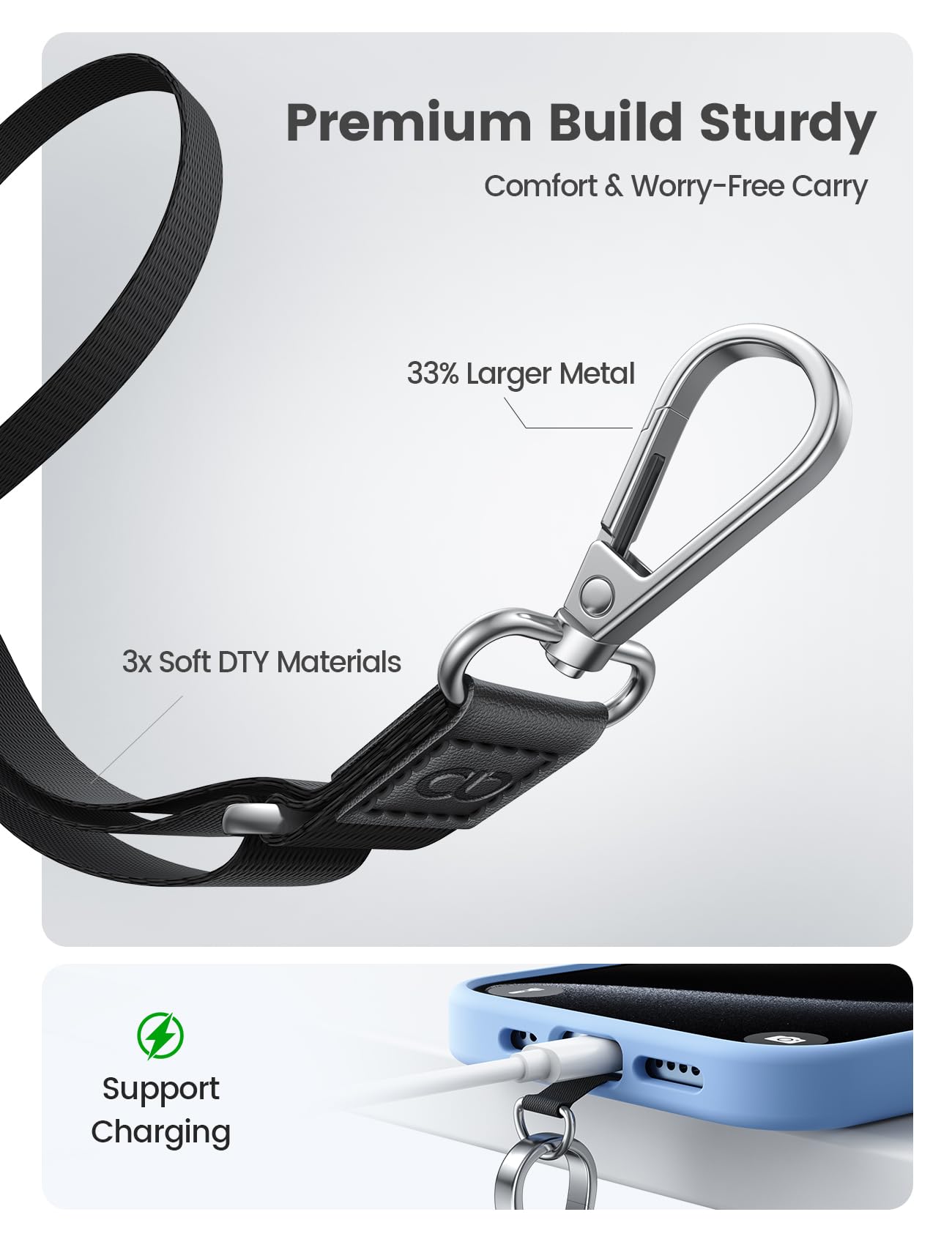 Lamicall Cell Phone Lanyard Crossbody 2 Pack - [Secure & Thicker] 20”-28” Adjustable Phone Strap with 2 Tether Patches, Soft Neck Lanyard with Large Sturdy Hook for iPhone 17 16 15 14 13 Pro Max