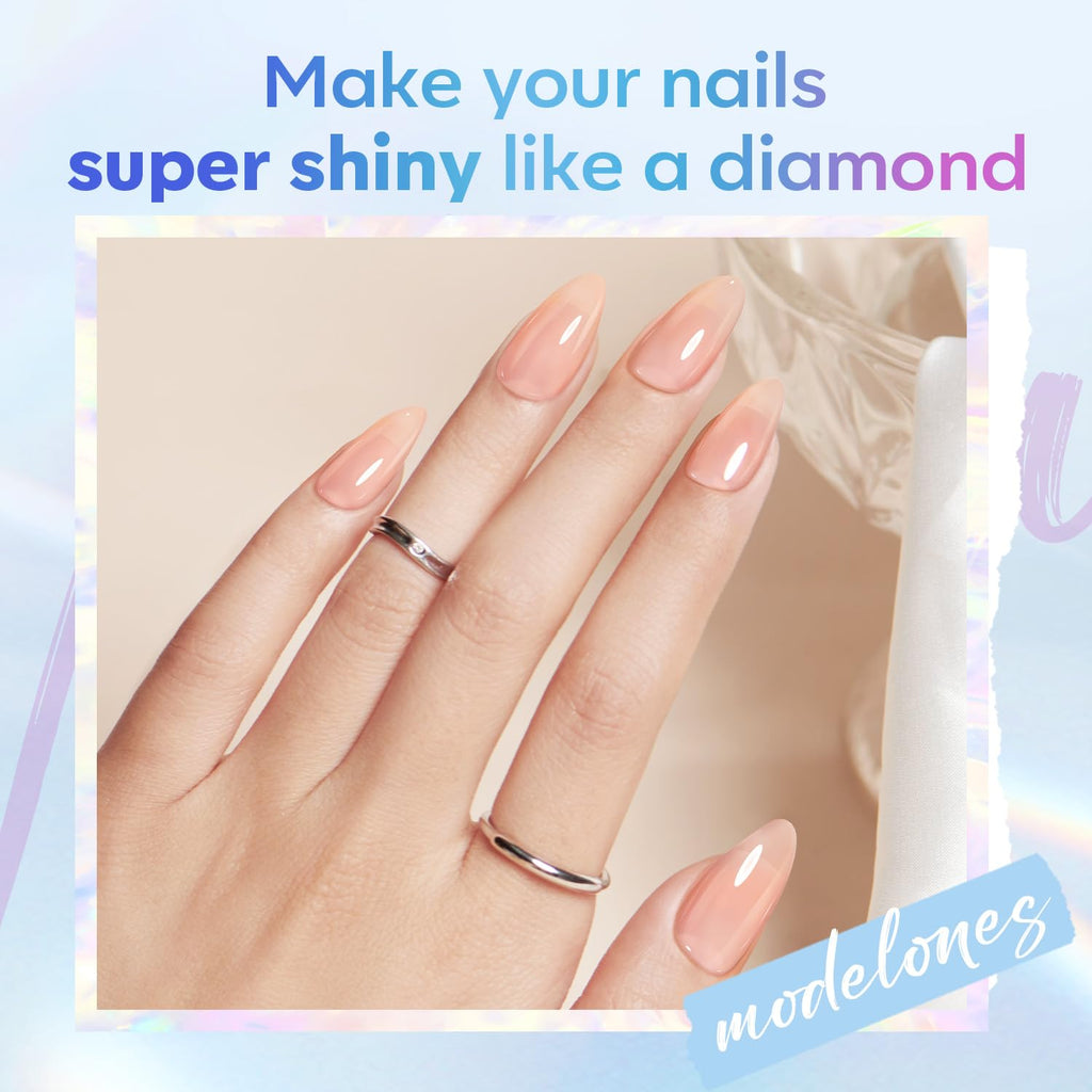 modelones Gel Top Coat, 15 ml 2026 Upgrade Super Shiny Base and Top Coat Set, Soak Off Nail Lamp Acid Free No Wipe Clear Base Top Gel Nail Polish