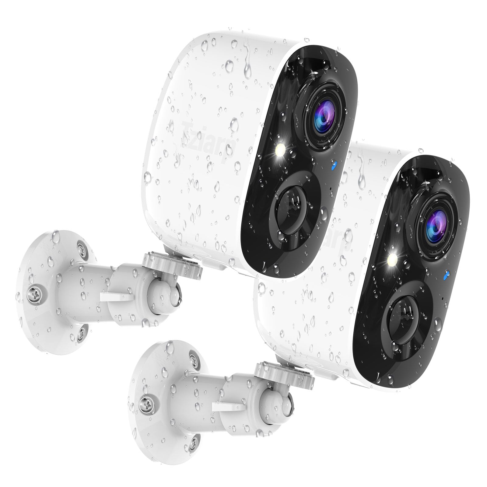 Security Cameras Wireless Outdoor,2K Indoor WiFi Wireless Cameras,Outside Battery Powered Cameras for Home Security,AI Motion Detection,Color Night Vision,Spotlight,Siren Alarm,SD/Cloud Storage,2Pack