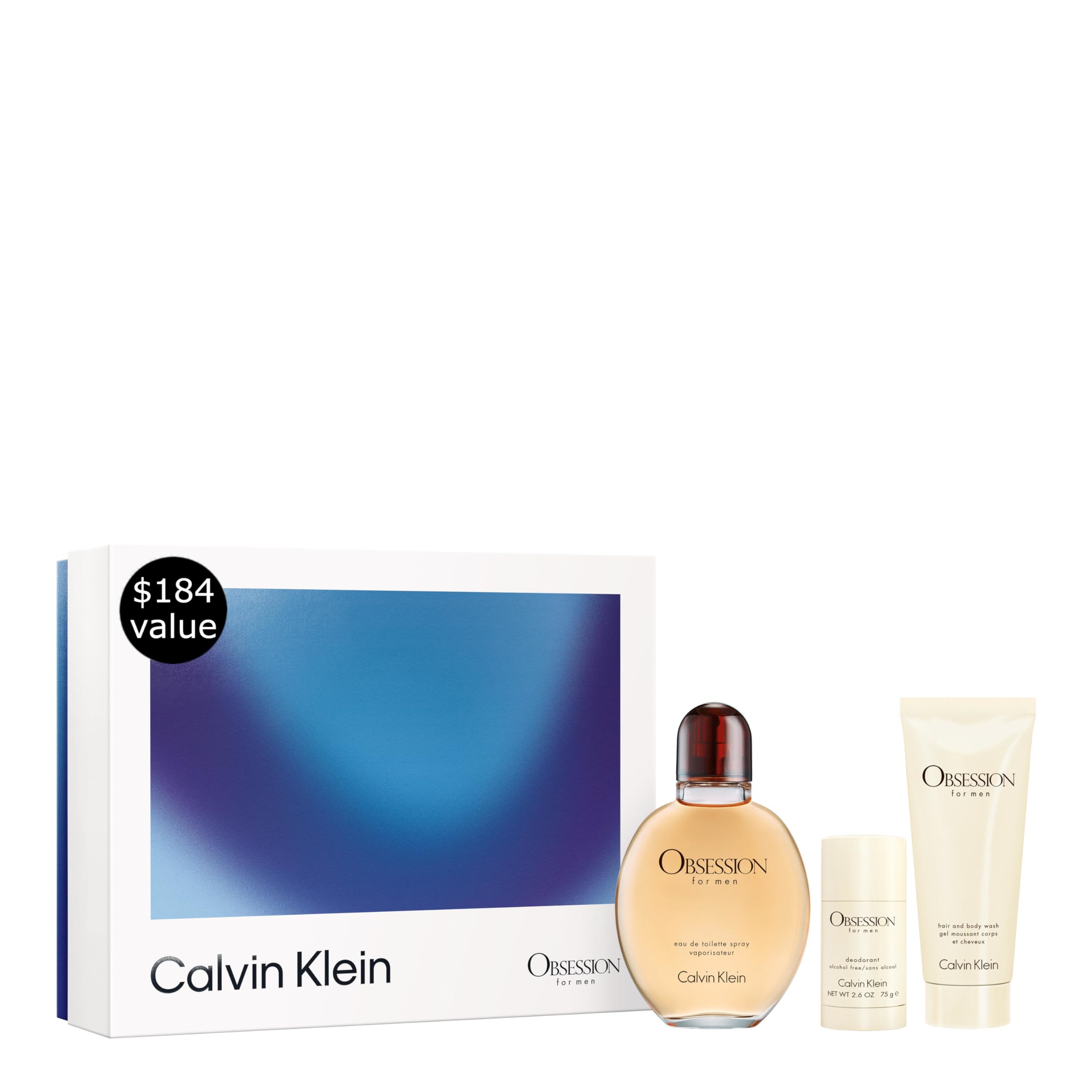 Calvin Klein Obsession 3-Piece Gift Set - Eau de Toilette 4.2 fl oz, Shower Gel 3.3 fl oz, Deodorant 2.5 oz - Men's Fragrance – With Notes of Bergamot, Mandarin, Lavender & Musk