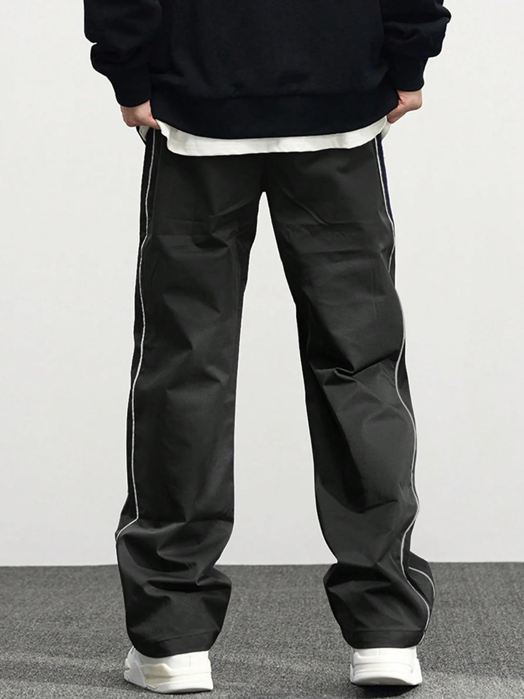 ZAFUL Men's Baggy Track Pants Y2K Streetwear Pants Drawstring Letter Pockets Casual Lounge Trousers (Black,M)