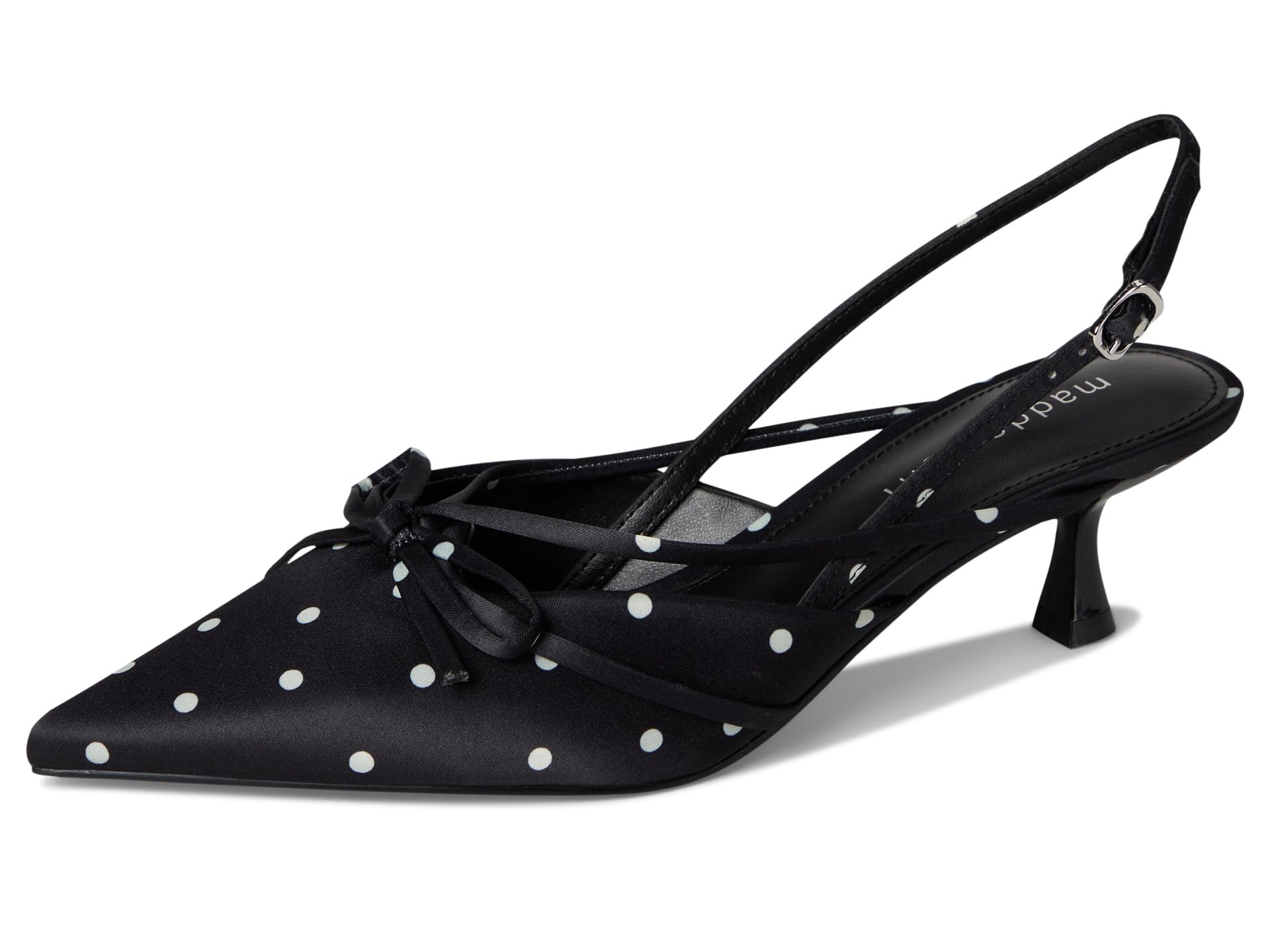Madden Girl Women's Viixen Sling-Back Kitten Heel, Black Polka Dot, 7.5