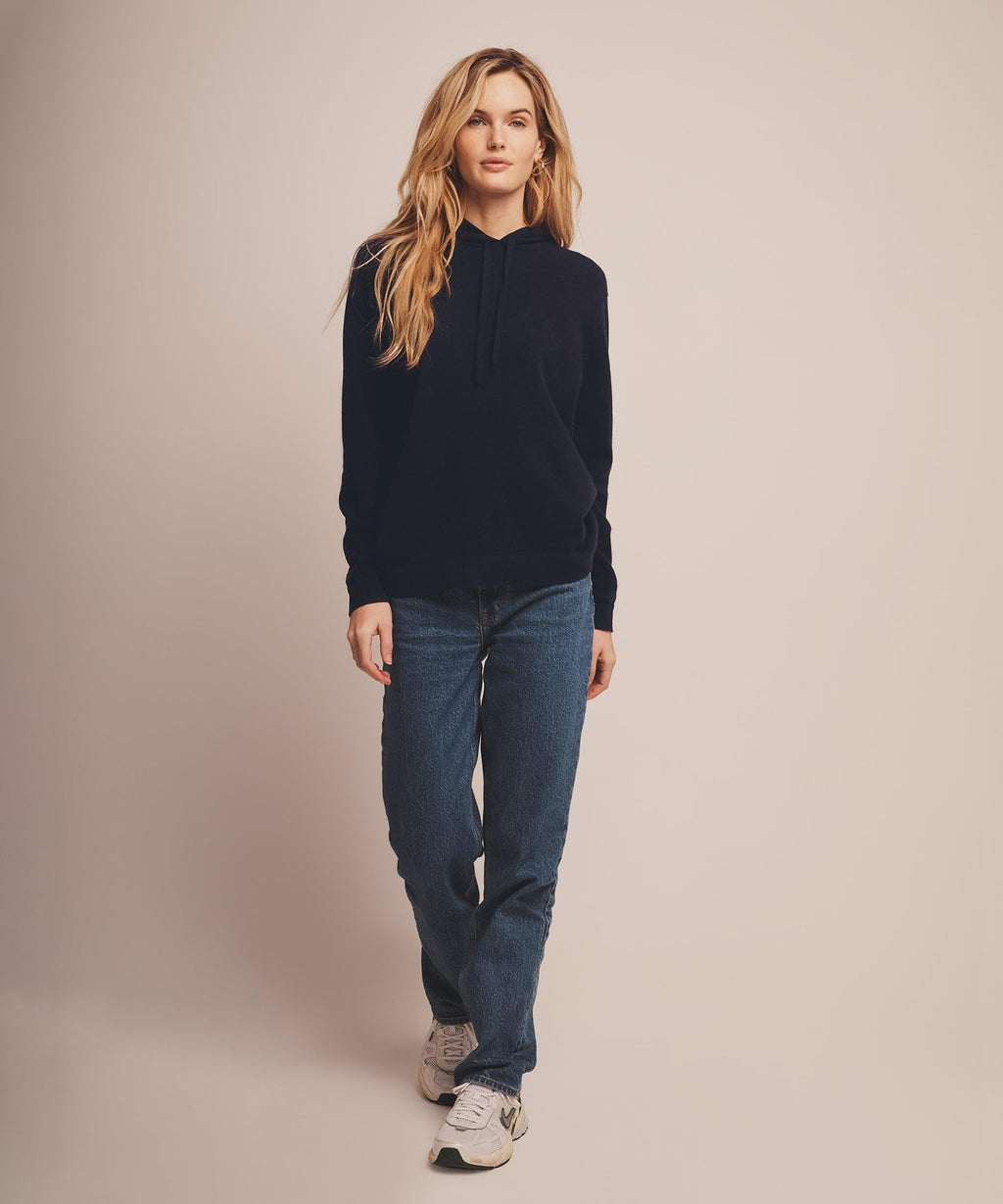 NAADAM Womens The Off-Duty 100% Cashmere Hoodie Navy