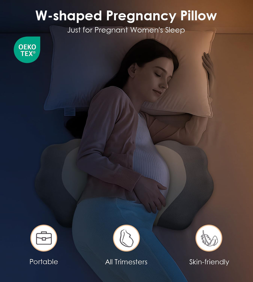 Pregnancy Pillows for Sleeping, Memory Foam Maternity Pillow Support for Back Belly HIPS, Adjustable Travel Wedge Pillow for Pregnant Women, Side Spleeping Pregnant Pillows with Velvet Cover