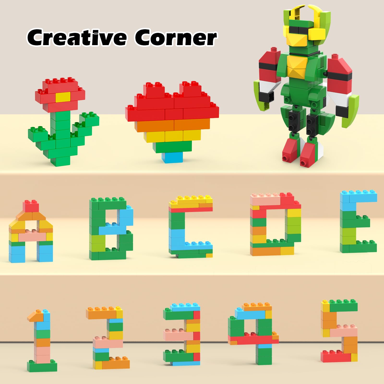 Building Blocks for Kids Ages 3-8| 8-Color Building Bricks for Toddlers Development, Creativity, and Motor Skills| 209-piece Toy Building Sets for Ideal Christmas/Birthday Gifts for Boys & Girls