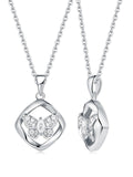 CYW Moissanite Butterfly Square Necklace for Women 925 Sterling Silver Chain Imitation Diamond Dainty Pendant Necklace