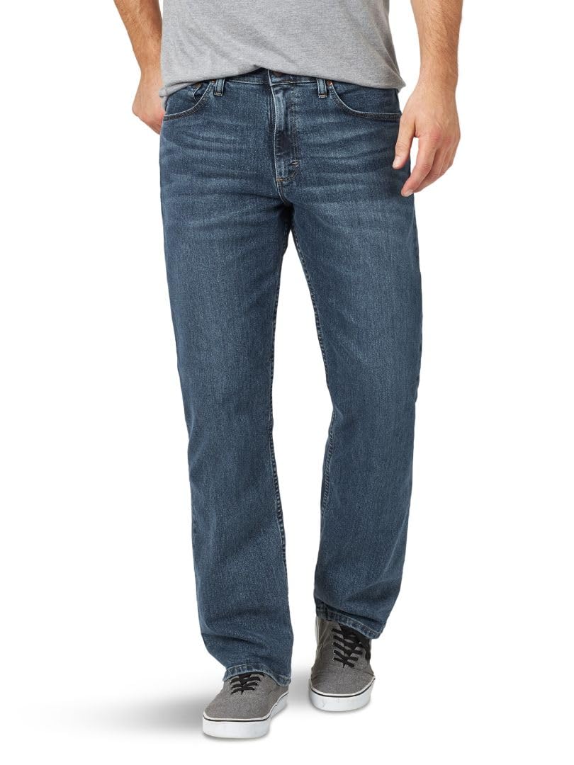 Wrangler Authentics Men's Comfort Flex Waist Relaxed Fit Jean, Smoke, 42W X 34L