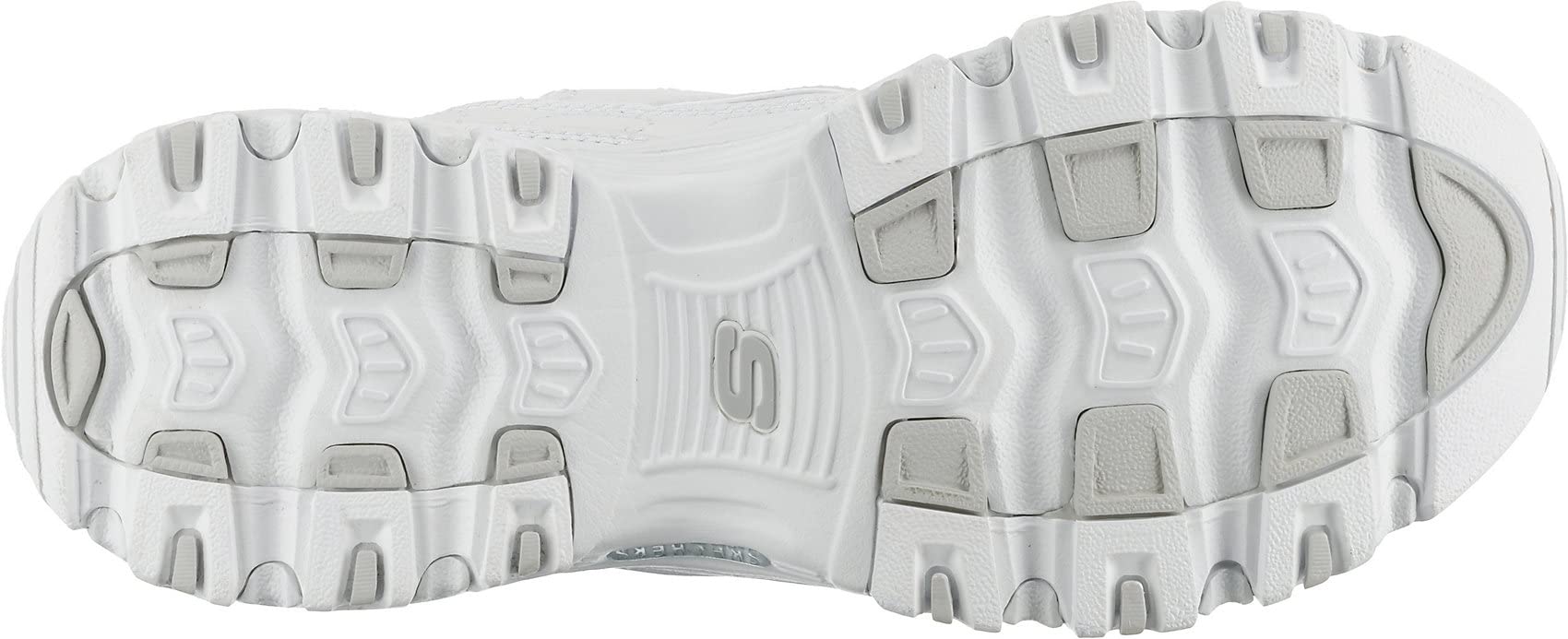 Skechers Women's D'lites Fresh Start Memory Foam Lace-up Sneaker, White/Silver, 9 Wide