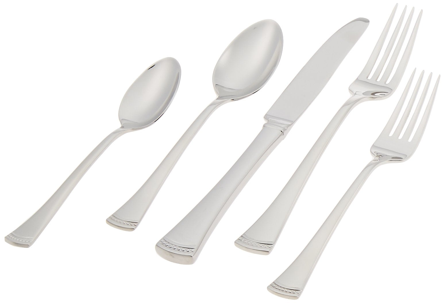 Lenox Silverware Set For 12, Portola 65-Piece Flatware Set with Serving Utensils, Service For 12, 18/10 Stainless Steel Flatware, Dishwasher Safe, Knives Spoons and Forks (Silver, 65 pieces)