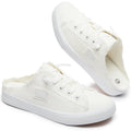 BENPAO Womens Canvas Mules White Slip on Fashion Sneakers Black Loafers Comfortable Casual Shoes for Women(White,US5.5)