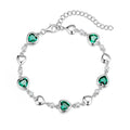 Carleen May Birthstone Bracelet Sterling Silver Emerald Bracelet for Women Heart Station Tennis Bracelet Jewelry Gifts Valentines Day Gifts for Women