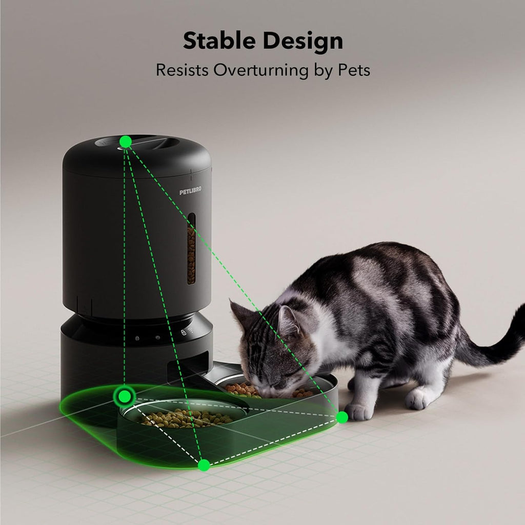 PETLIBRO Automatic Cat Feeder for 2 Cats, 5G&2.4G WiFi Pet Feeders, 5L Programmable Cat Food Dispenser with Airtight Lock-Fresh Technology, Dual Stainless Steel Bowls, Low Food Sensor