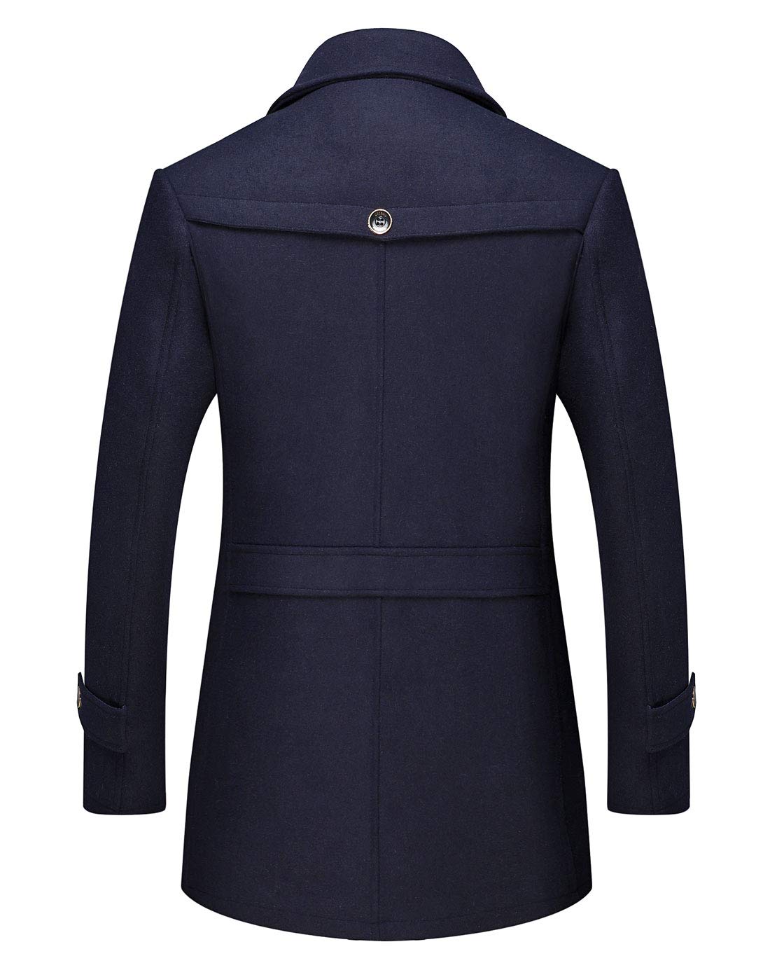 CHARTOU Men's Stylish Scarf Single breasted Wool Walker Coat Thick Winter Jacket-6 Colors (Navy Blue, Medium)