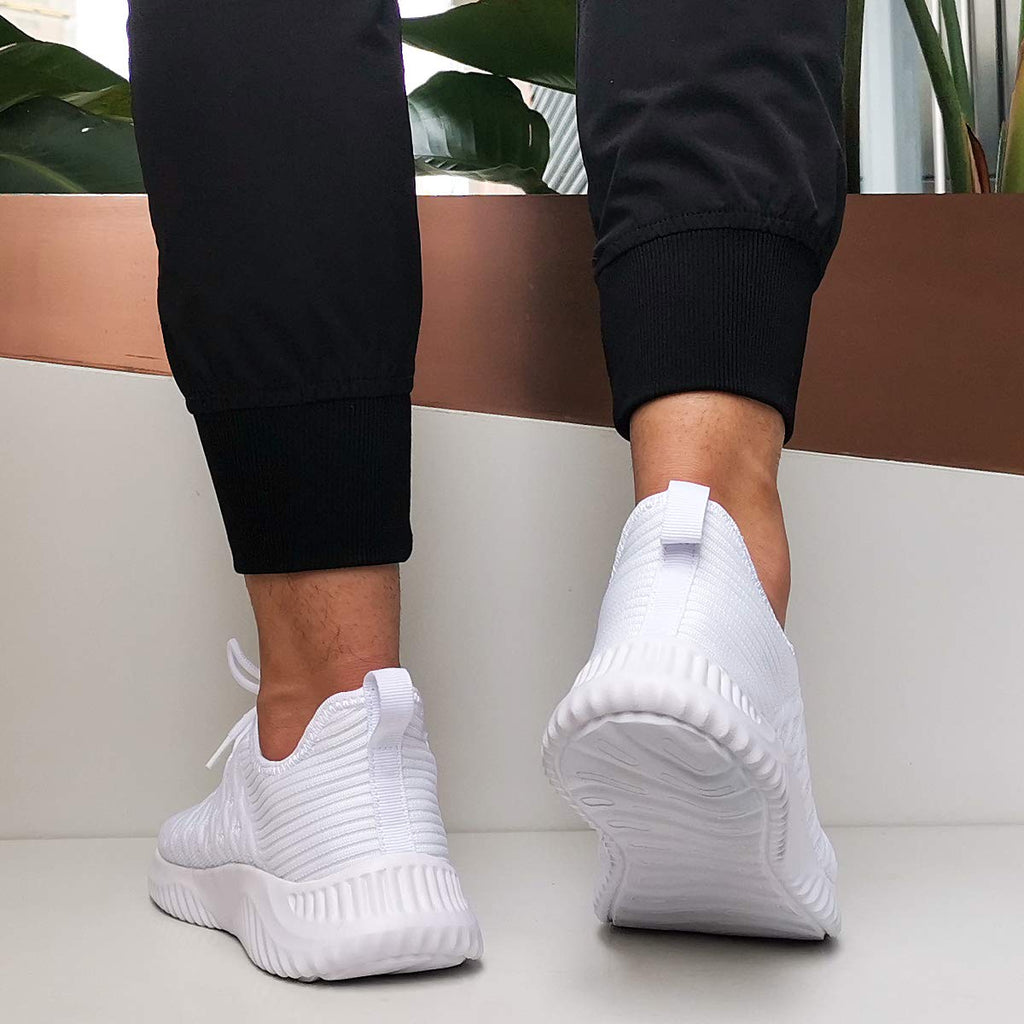 Feethit Mens Slip On Walking Shoes Lightweight Breathable Non Slip Running Shoes Comfortable Fashion Sneakers for Men White Size 12
