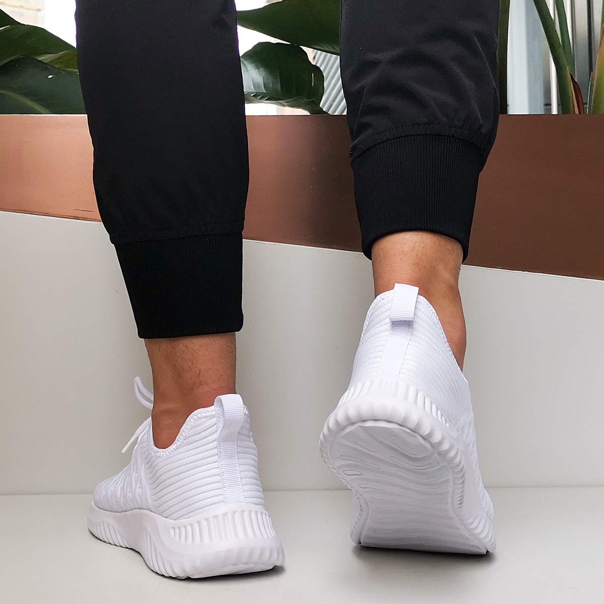 Feethit Mens Slip On Walking Shoes Lightweight Breathable Non Slip Running Shoes Comfortable Fashion Sneakers for Men White Size 9
