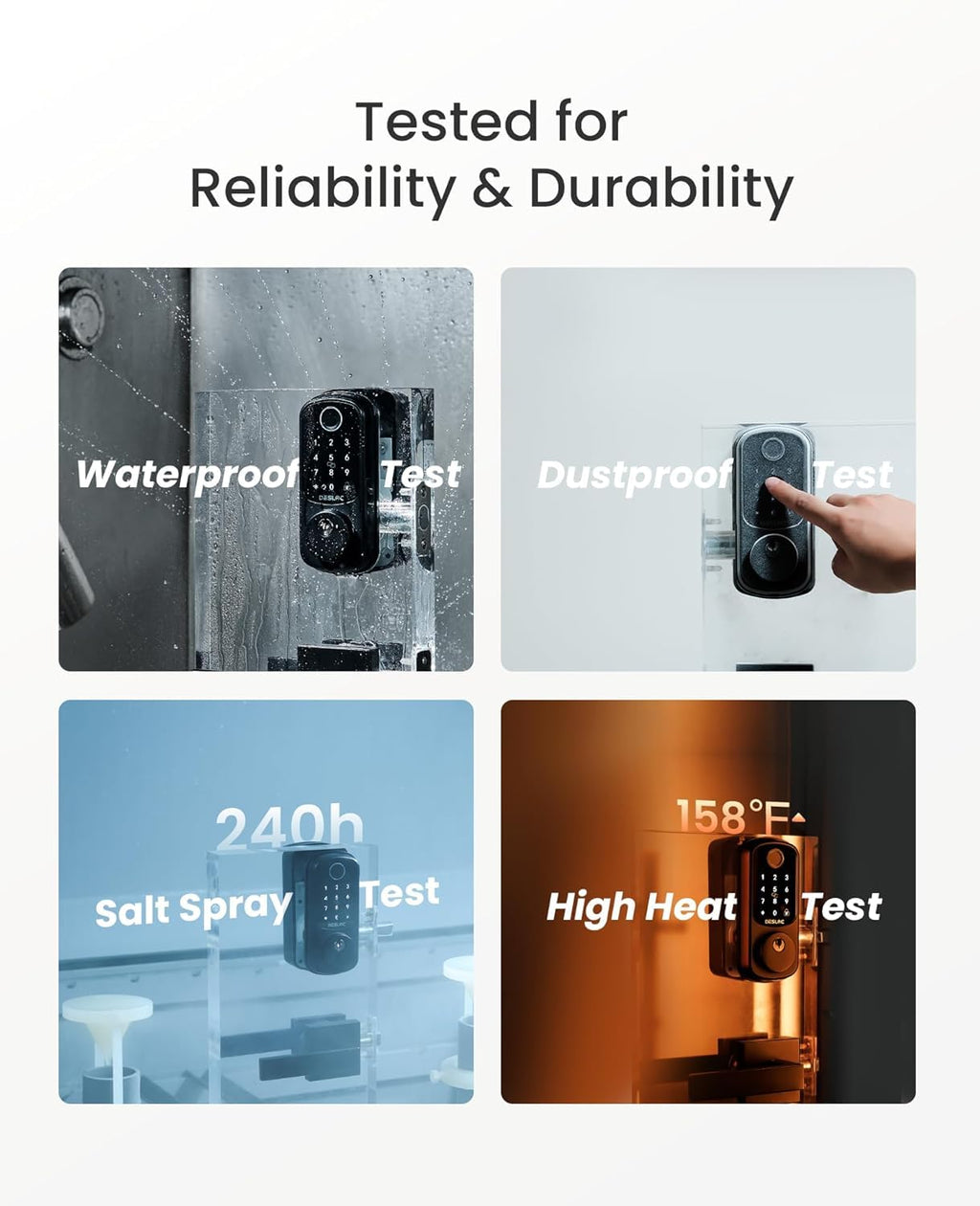 DESLOC B200 Fingerprint Smart Lock with 2 Lever Handles, Keyless Entry Front Door Lock Set, Electronic Keypad Deadbolt, App Control, Auto Lock, Long Battery Life, Secure Home Access