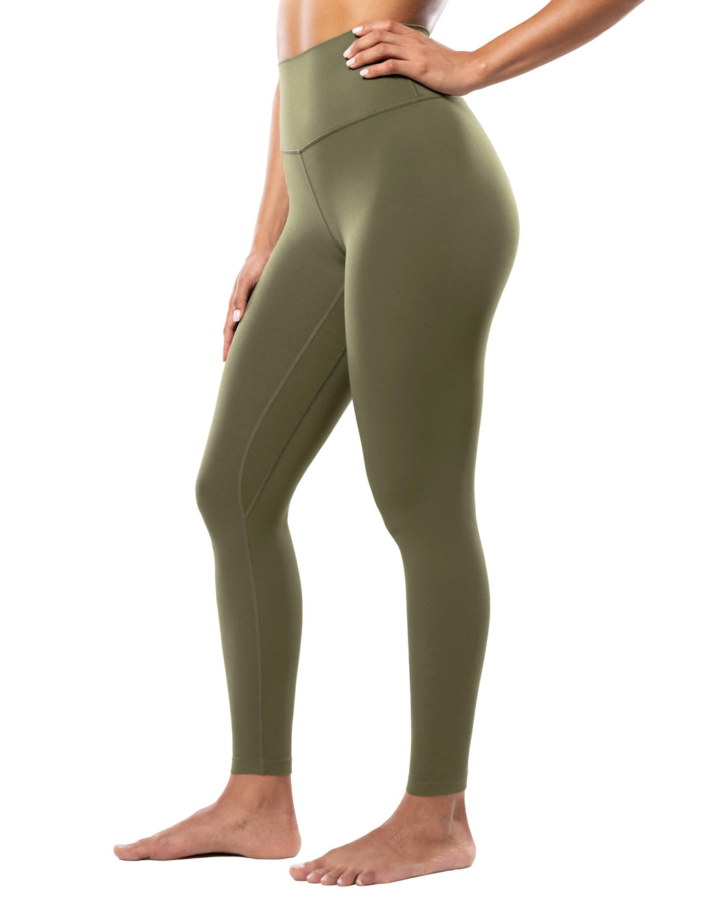 ENERBLOOM Workout Leggings for Women Yoga Pants High Waisted Athletic Full Length Tights Silky Feeling Soft Gym Activewear Lounge 28" Green Large