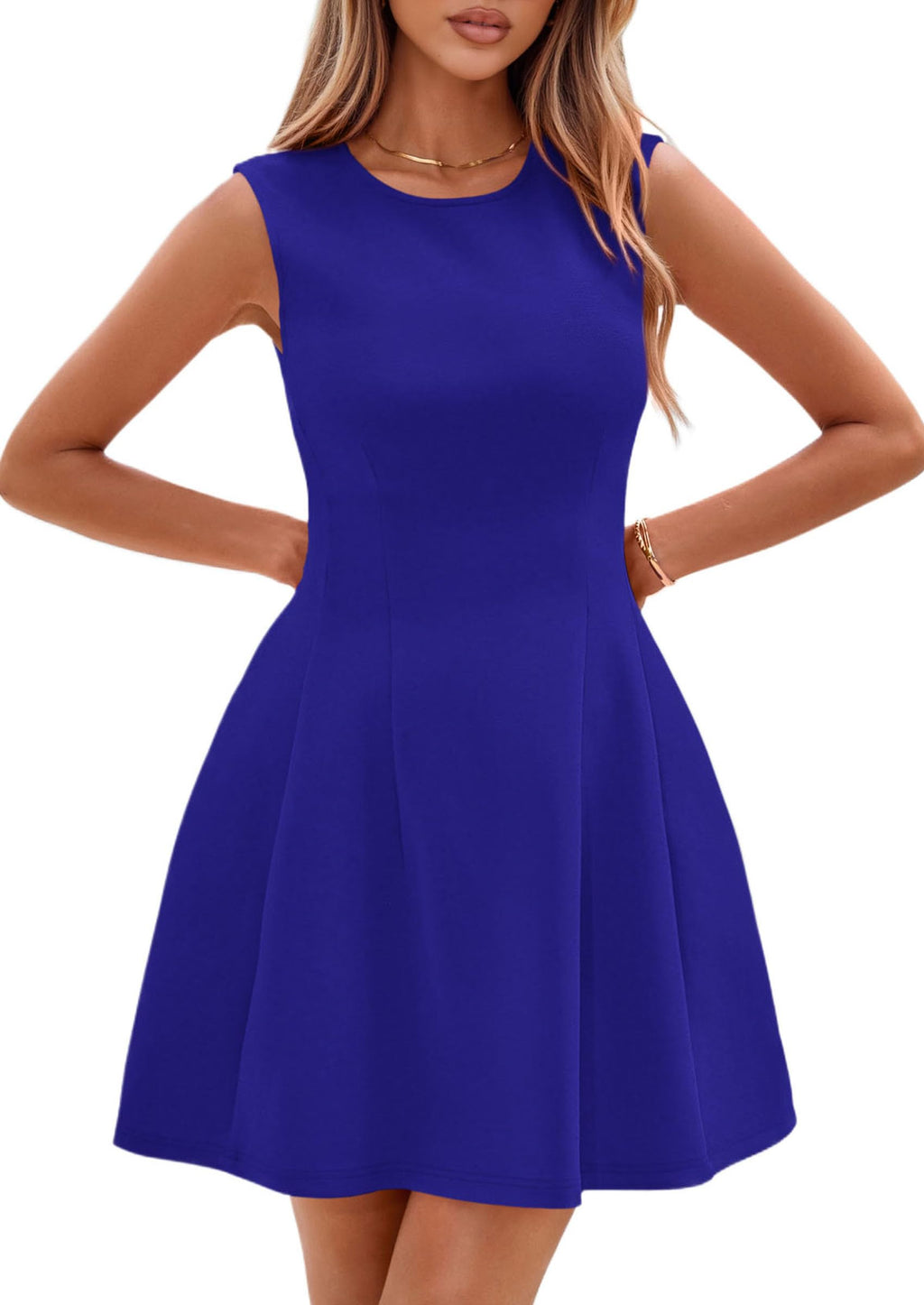 PRETTYGARDEN Summer Dresses for Women 2026 Elegant Classy Spring A Line Business Casual Work Graduation Cocktail Short Dress (Blue,XX-Large)