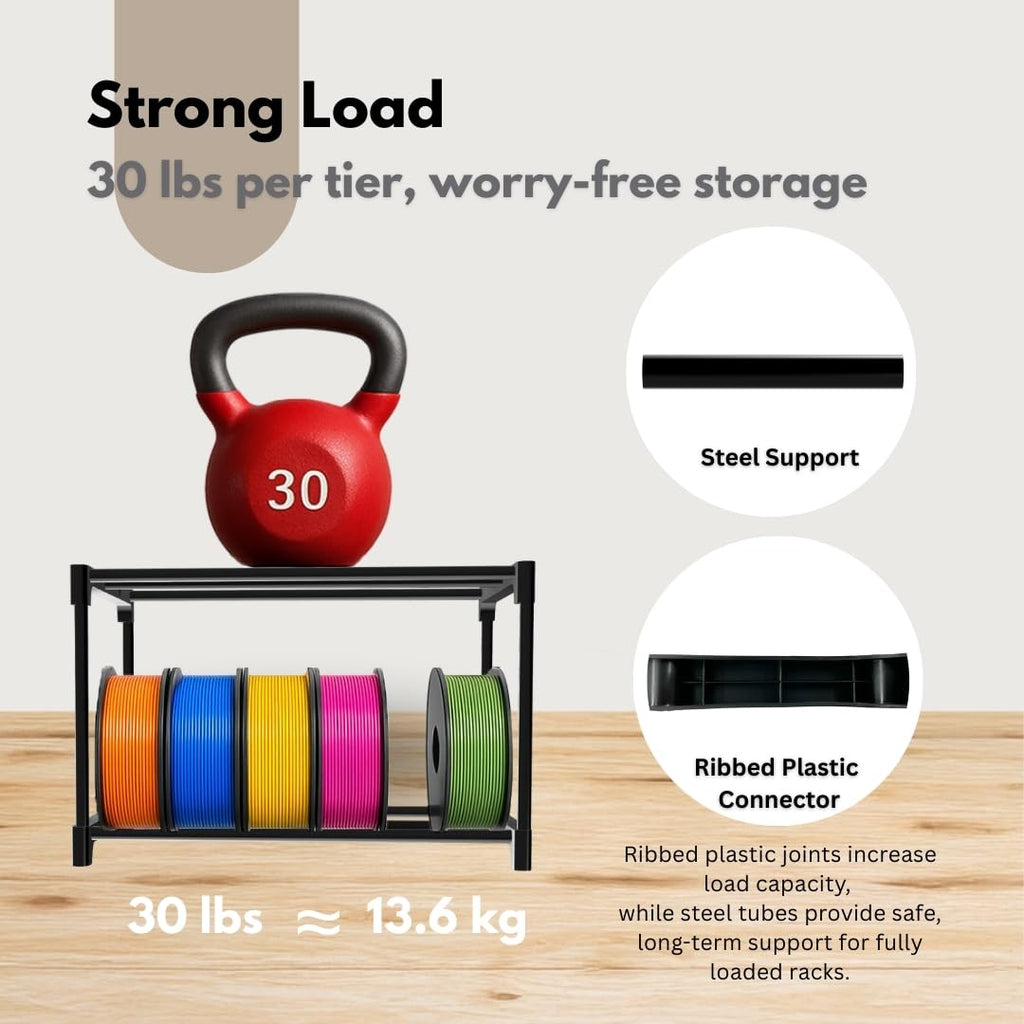 Razzi Fidel 9-Tier Modular 3D Printer Filament Storage Rack, High-Strength Carbon Steel Spool Holder & Organizer, Holds 54 Spools(1kg), Space-Saving, Customizable, Tool-free Assembly