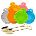 Yobbai 6 packs Pet Food Can Lids, Food Safe BPA-Free & Dishwasher Safe, Can Covers with 2 Stainless Steel Spoons, Most Standard Size Dog and Cat Can Tops