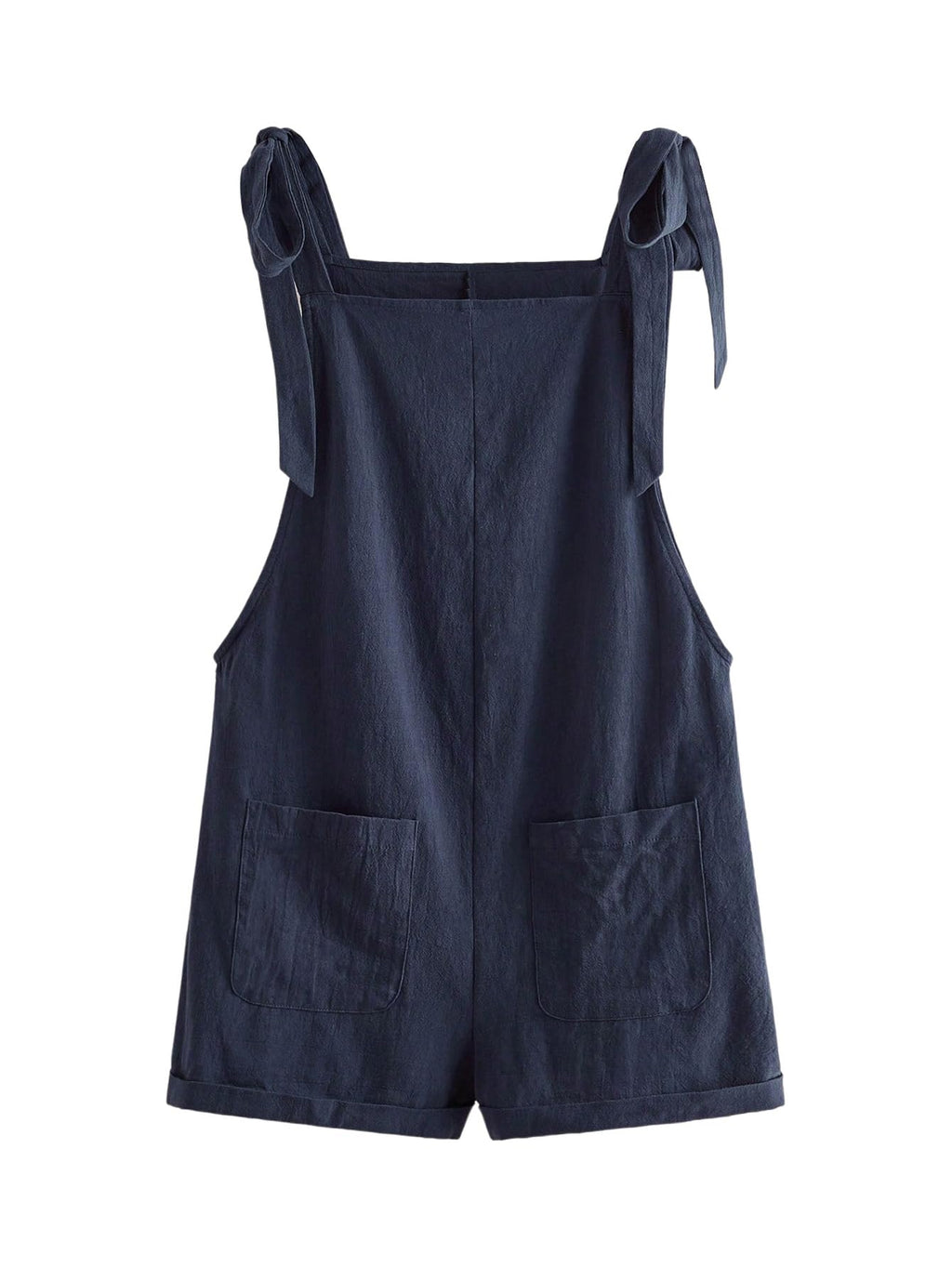 WDIRARA Women's Tie Strap Sleeveless Romper Overall Shorts with Pockets Deep Blue Medium