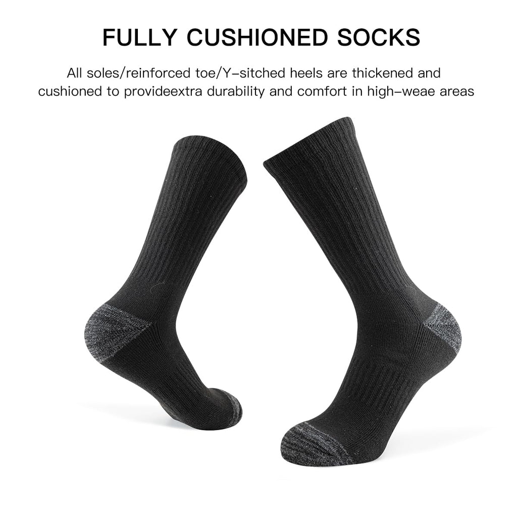 JOYNÉE 8 Pairs Mens Crew Cushion Socks Work Athletic Running Socks Casual Breathable Socks for Men,Black,Sock Size:10-13