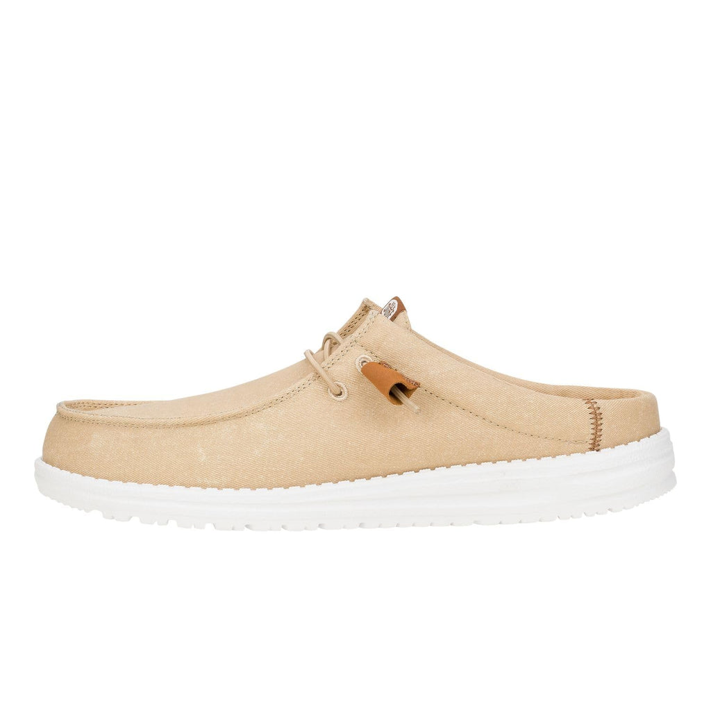 HEYDUDE Men's Wally Slip Stretch Canvas Loafer Tan/White
