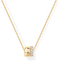 PAVOI 14K Yellow Gold Plated CZ Rondelle Pendant Necklace for Women | Two-Toned Dainty Necklaces | Cubic Zirconia Rondelle Pendant