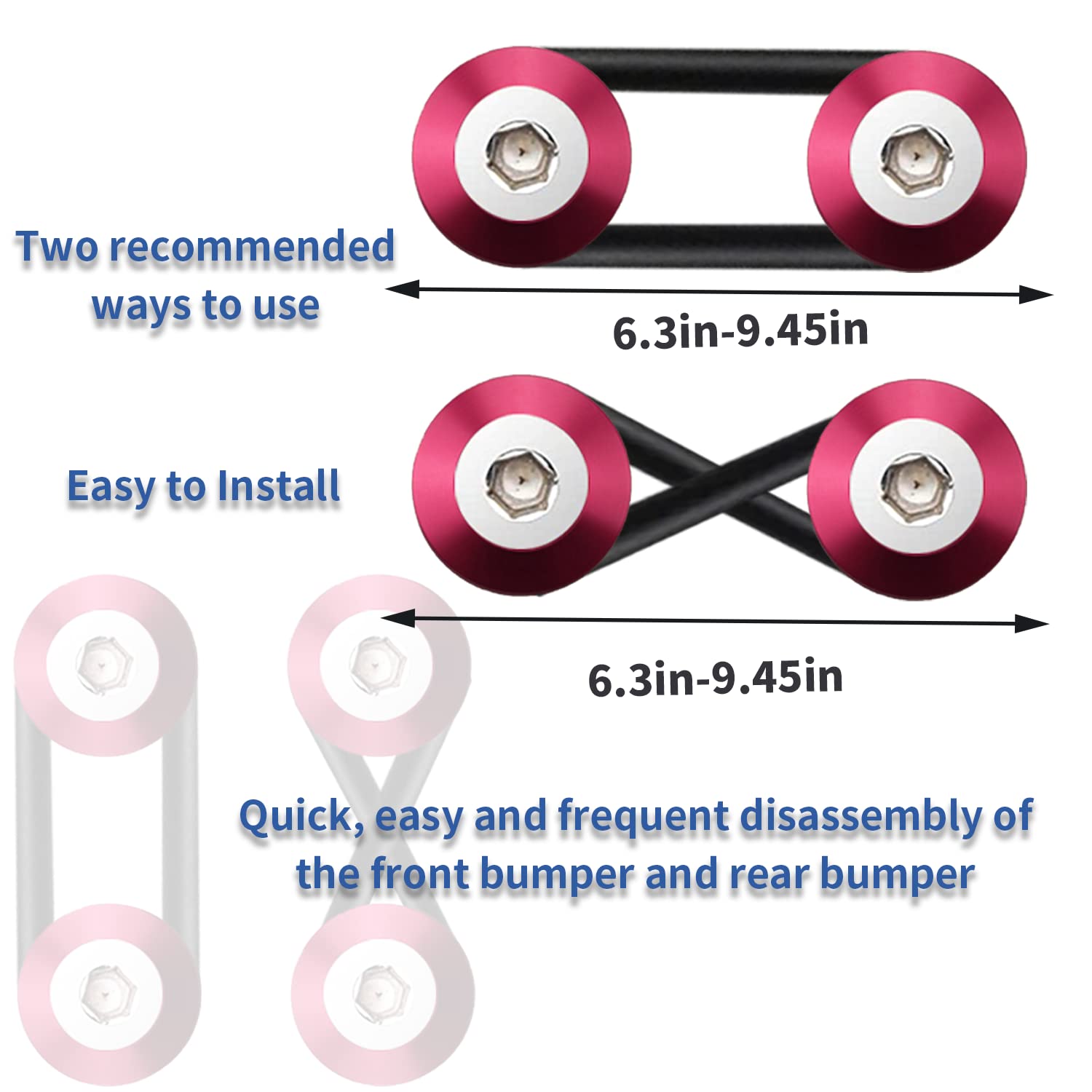 Mejiao Bumper Clips Pink 12PC Bumper Quick Release Universal Bumper Holders for Cars it Can be Applied to Front and Rear Bumpers,Trunks,Fenders,Hatches,Hoods,Etc.