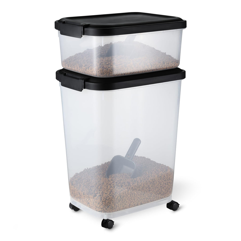 Amazon Basics Pet Food Storage Container Set, 30lbs and 10lbs with Scoop, for Dogs and Cats
