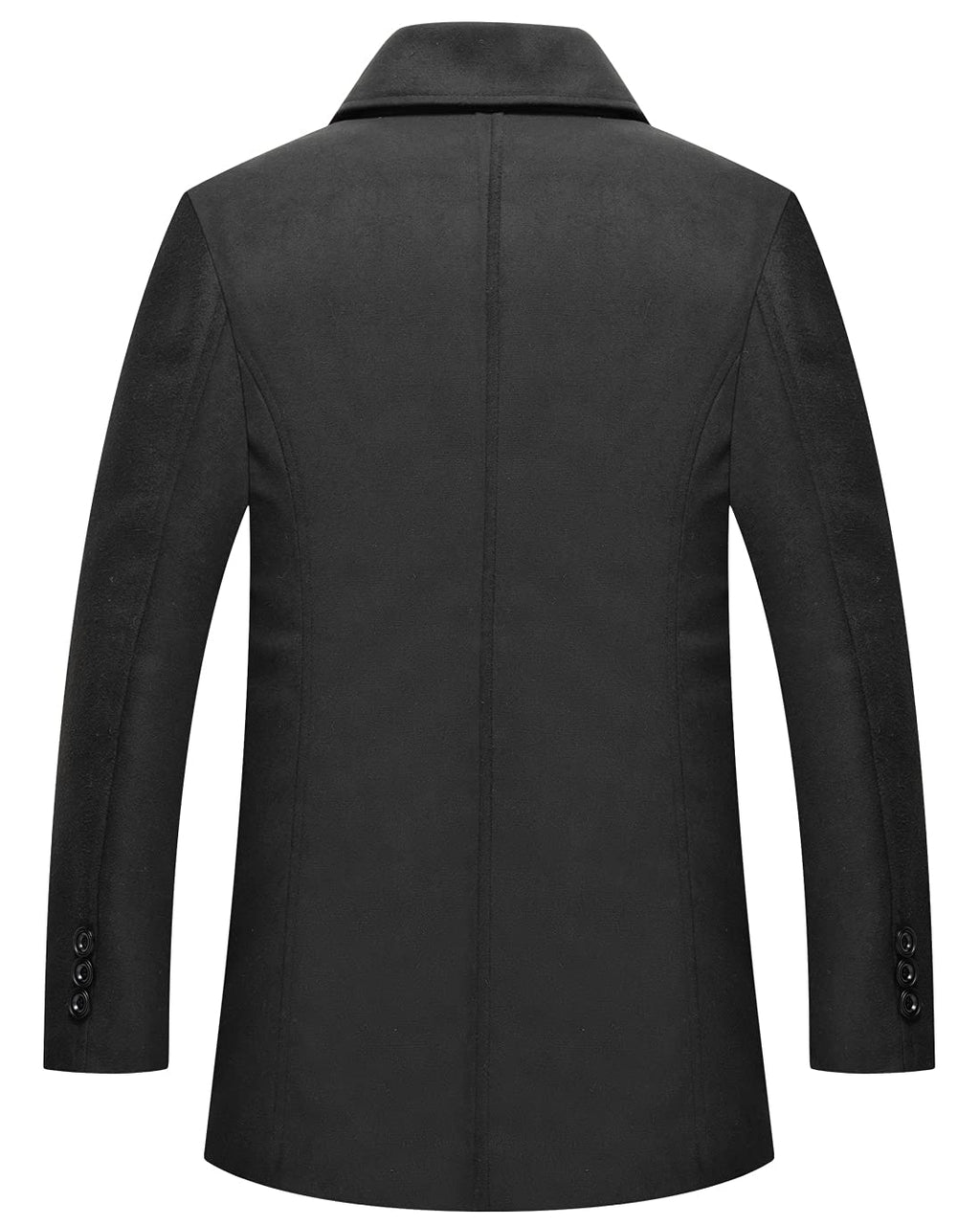 chouyatou Men's Classic Notched Collar Double Breasted Wool Blend Pea Coat (Medium, Black)