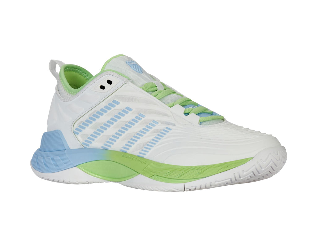 K-Swiss Women's Hypercourt Supreme 2 Tennis Shoe, Lucent White/Dutch Canal/Paradise Green, 6 M