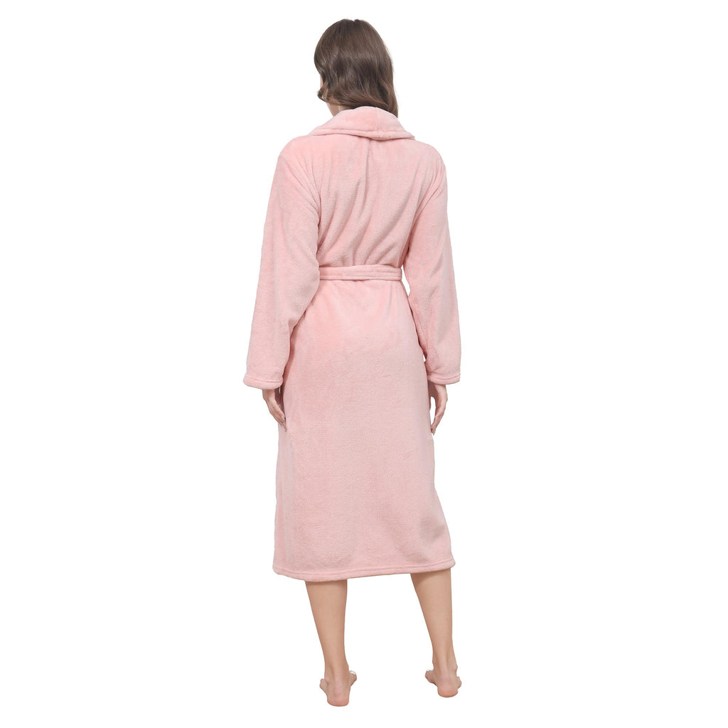Eonkasp Plush Soft Robes for Women, Premium Fleece Womens Robe Cozy Warm Bathrobe, Light Pink, 2XL-3XL
