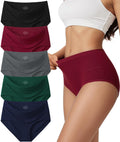 Vevmon Cotton Underwear for Women High Waisted Full Coverage Briefs Soft Ladies Panties 5 Pack(US, Alpha, X-Large, Regular, Regular, A-5 Pack 5 Colors)