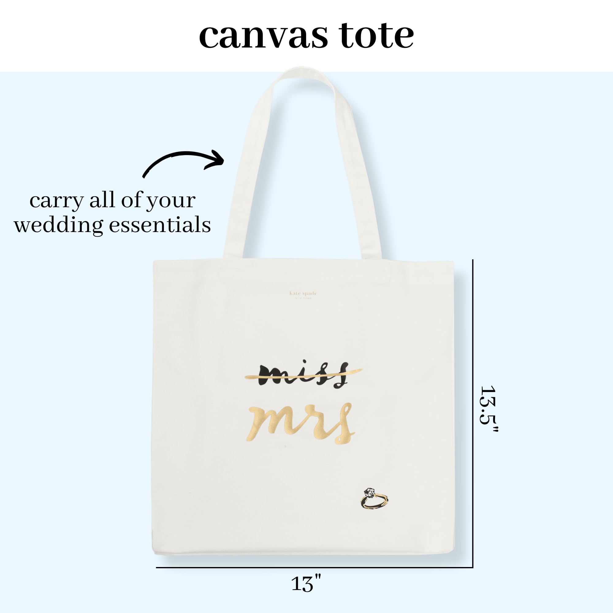 kate spade new york Cute Canvas Tote Bag for Women, Canvas Beach Bag, Bridal Book Tote with Pocket, Miss to Mrs…
