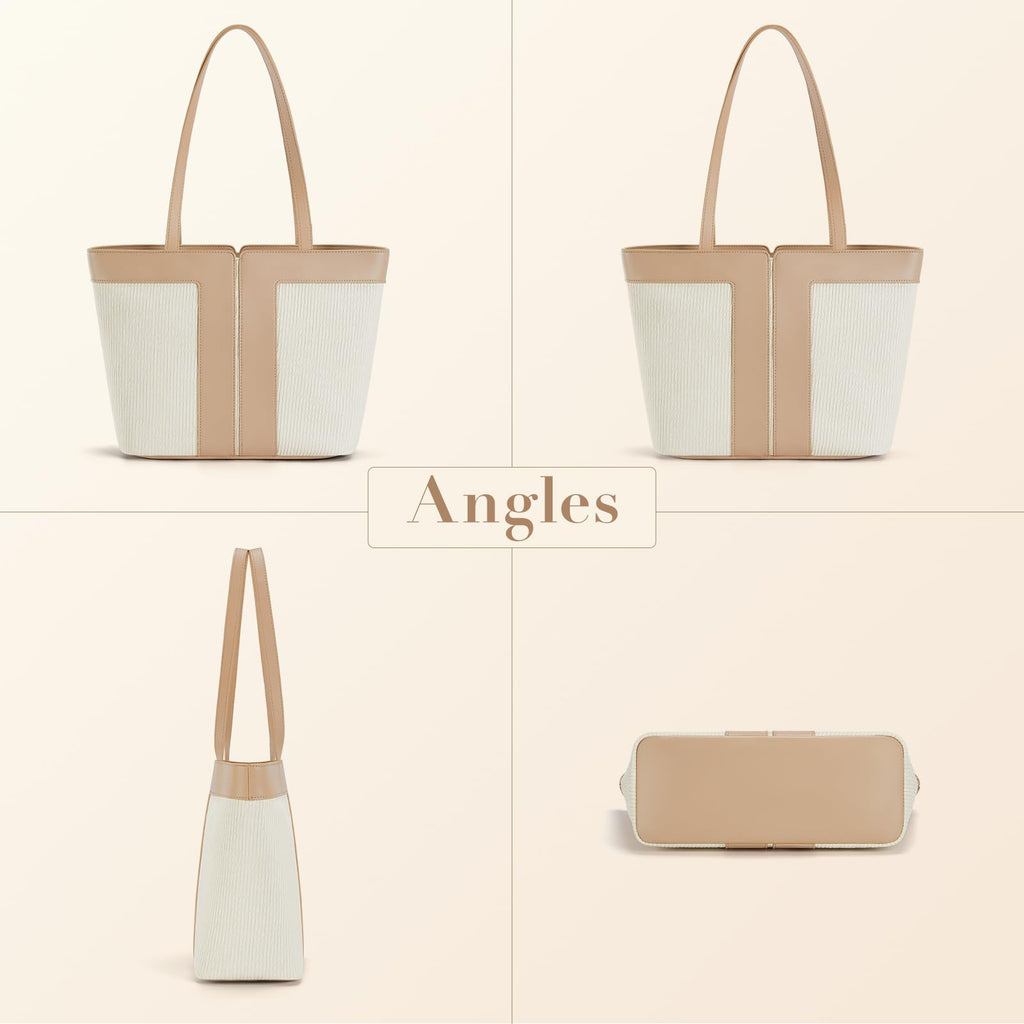 Missnine Tote Bag for Women Vegan Leather Handbag and Purse Medium Top Handle Satchel Shoulder Bag with Zipper Work Travel