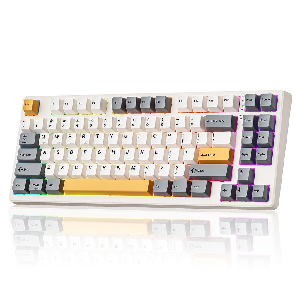 Kisnt KN85 Wireless Mechanical Gaming Keyboard, 75% Layout with RGB Backlit, Custom Hot Swappable, Creamy Sound, Bluetooth/2.4GHz/USB-C Compatible with Windows/Mac/PC(Retro Beige,Linear Switch)