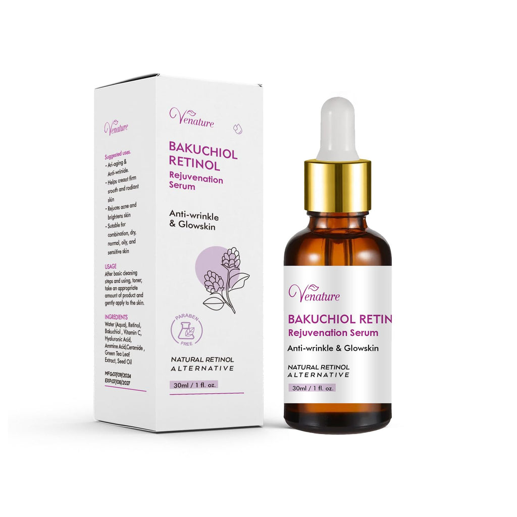 Venature Bakuchiol Retinol Rejuvenation Serum,2025 Best Retinol Serum for Wrinkles Bakuchiol Face Korean,