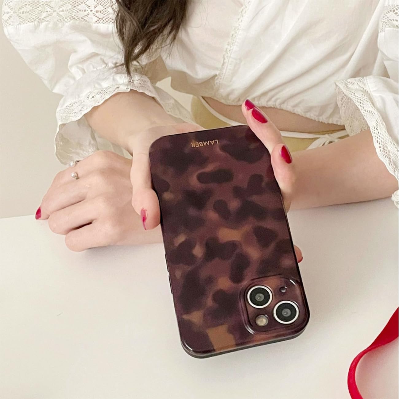 XQAGU Cute Phone Case for iPhone 16 Pro Case Amber Leopard Full Camera Protective Slim Shockproof Aesthetic-Brown Amber