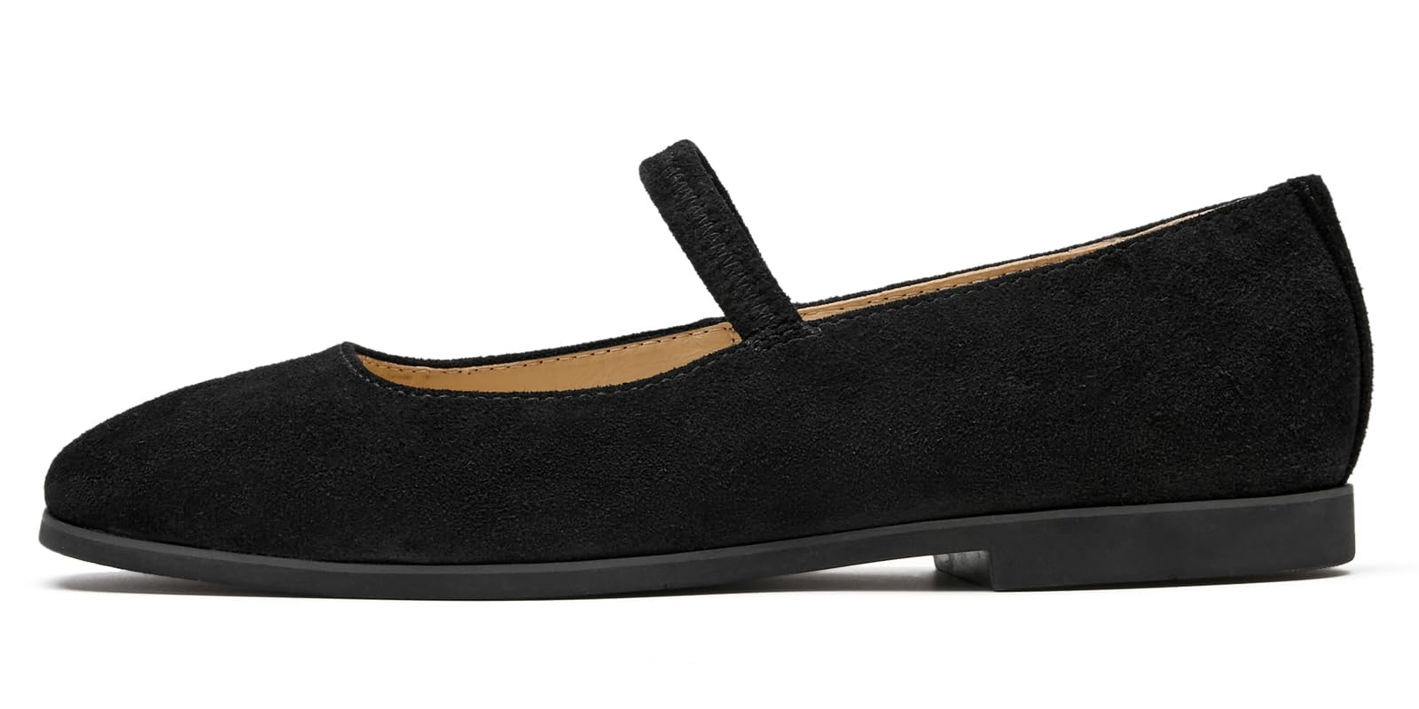 Journey West Women's Lightweight Comfortable Suede Mary Jane Flats, Comfortable Slip On Walking Shoes, Premium Business Casual Dress Shoes Black US 5.5