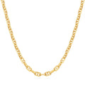 FANCIME 'Sunlit Grace' 14K Gold Plated Silver Chain for Men Women,925 Sterling Silver Solid Flat Mariner Curb Link Chain Necklace for Men & Women(3.1mm,20 inch)